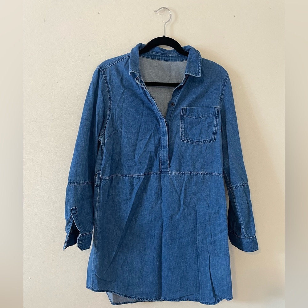 Topshop Denim Tunic Medium Wash, Size 12